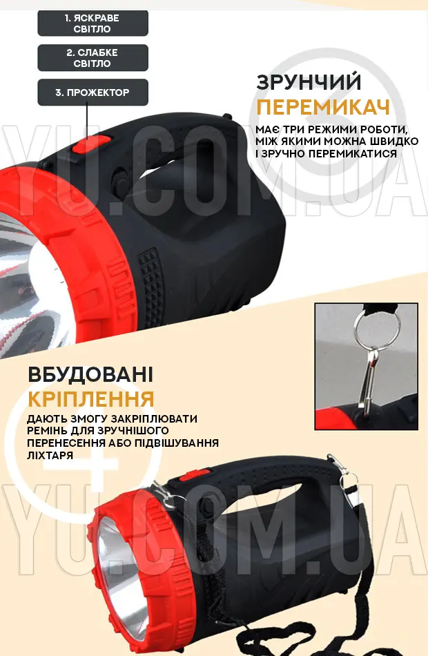 Переносний ліхтар із прожектором WimpeX WX-2829TP Переносний ліхтар із прожектором WimpeX WX-2829TP